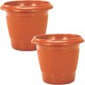 2 Vasos Grande Redondo 15 Litros Cerâmico Plantas E Flores - 1