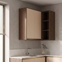Ver imagem 6 de Armario Aereo de Canto 2 Portas 3 Nichos MDF 86x90 cm Kali 193661 Carvalho Toq Off White Nicioli