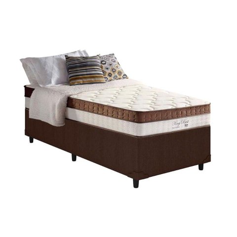 Cama Box Solteiro: Colchão Molas Ensacadas Anjos MasterPocket New King + Base Courano Brown(88x188