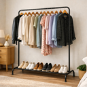 Ver imagem 5 de Guarda Roupa Portátil Arara Cabideiro Armário Organizador Prateleiras Compacto Quarto Closet de Casa