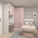 Ver imagem 1 de Guarda Roupa Modulado Solteiro de Canto com Escrivaninha Alpes Luciane M04 - Rosa
