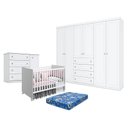 Ver imagem 1 de Quarto de Bebê Americano 6 Portas com Berço Nacional Mel Branco Acetinado – Reller - Henn e Colchão