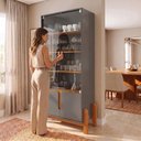 Ver imagem 4 de Cristaleira 4 Portas Vidro MDF Cinza Perola 83cm Lizz