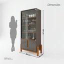 Ver imagem 3 de Cristaleira 4 Portas Vidro MDF Cinza Perola 83cm Lizz