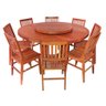 Conjunto Mesa de Jantar Redonda 1,6 M 8 Cadeiras Madri em Madeira de Demolição Natural - 1