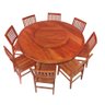 Conjunto Mesa de Jantar Redonda 1,6 M 8 Cadeiras Madri em Madeira de Demolição Natural - 2