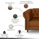 Ver imagem 3 de Conjunto Sala de Estar 1 Sofá Living 240cm e 2 Poltronas Stanford Chesterfield Pés Madeira Couro Car