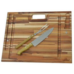 Tábua de churrasco maleta madeira teca - 4