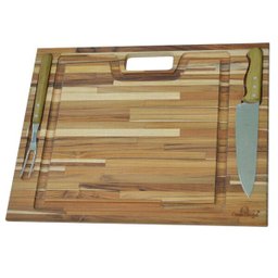 Tábua de churrasco maleta madeira teca - 1