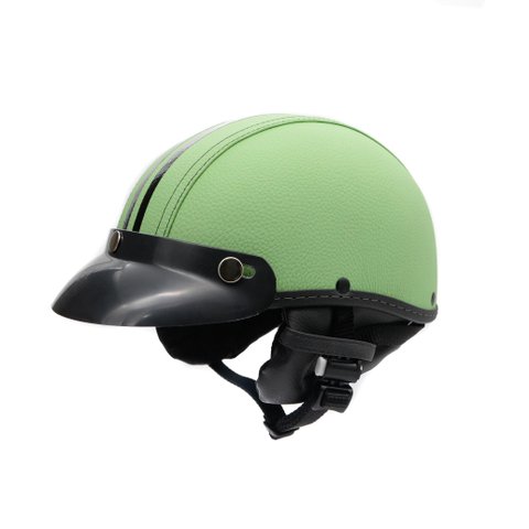Capacete Coquinho Scooter Moto Elétrica Bike Couro Verde