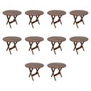 Ver imagem 1 de Kit 10 Mesas Dobráveis de Madeira Redonda 90cm Imbuia - Tarimatã