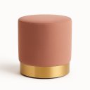 Ver imagem 2 de Puff com Rodape Dourado Rosa Linho