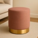 Ver imagem 1 de Puff com Rodape Dourado Rosa Linho