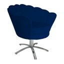 Ver imagem 2 de Poltrona Decorativa Pétala Base Giratória Metal Suede Azul Marinho Mz Decor