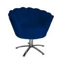Ver imagem 1 de Poltrona Decorativa Pétala Base Giratória Metal Suede Azul Marinho Mz Decor