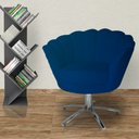 Ver imagem 4 de Poltrona Decorativa Pétala Base Giratória Metal Suede Azul Marinho Mz Decor
