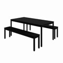 Ver imagem 1 de Mesa Cozinha e Refeitório 180cm x 90cm Pés Metal com 2 Bancos F5 Office Cor:Preto