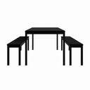 Ver imagem 2 de Mesa Cozinha e Refeitório 180cm x 90cm Pés Metal com 2 Bancos F5 Office Cor:Preto