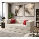 Ver imagem 1 de Sofá Modular Dobrável 3 em 1 Puff Sofá Cama Confortável em Espuma Alta Densidade - Nude