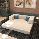 Ver imagem 3 de Sofá Modular Dobrável 3 em 1 Puff Sofá Cama Confortável em Espuma Alta Densidade - Nude