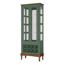 Ver imagem 2 de Adega e Cristaleira Colonial 2 Portas de Vidro Pés Luiz Xv - Verde Kalle Tampo e Base Imbuia Glazer