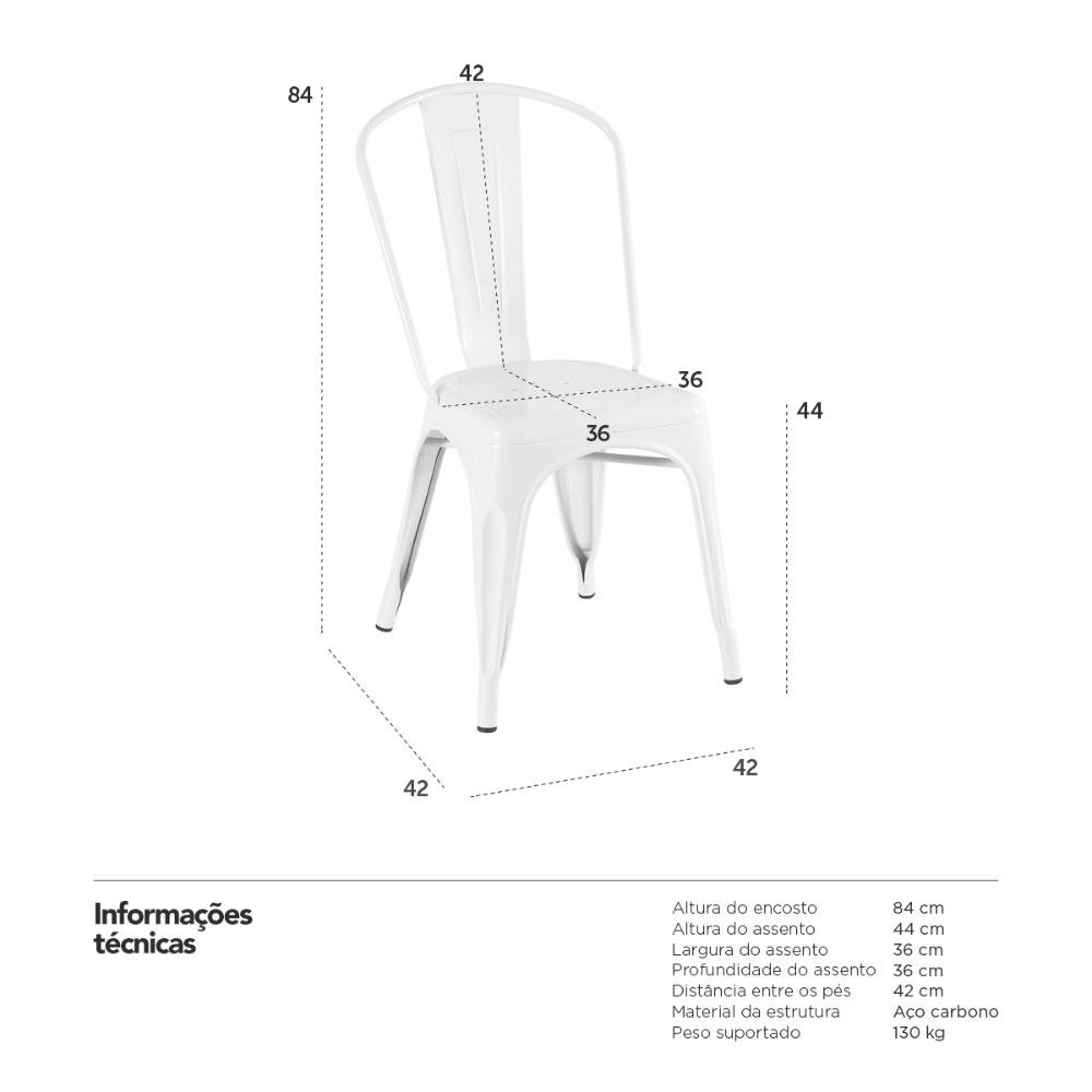 Kit 10 Cadeiras Iron Tolix - Branco - 7
