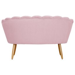 Poltrona Namoradeira Pétala para Sala ou Escritório Suede Pés de Madeira - Ds Estofados - Rosa Bebê - 3