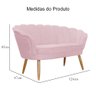 Poltrona Namoradeira Pétala para Sala ou Escritório Suede Pés de Madeira - Ds Estofados - Rosa Bebê - 5