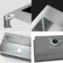 Ver imagem 6 de Kit Cuba Pia Aço Inox Quadrada Cozinha Gourmet e Torneira Perfil em L Slim Luxo Prata Brinovar