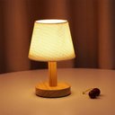 Ver imagem 2 de Abajur Lâmpada de cama led base madeira maciça decoração proteção para os olhos curto sono mesa luz 