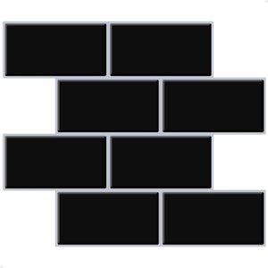 Pastilha Adesiva 3d Alto Relevo Decorativa Lorben Lavável Resinada Preto com Rejunte Branco