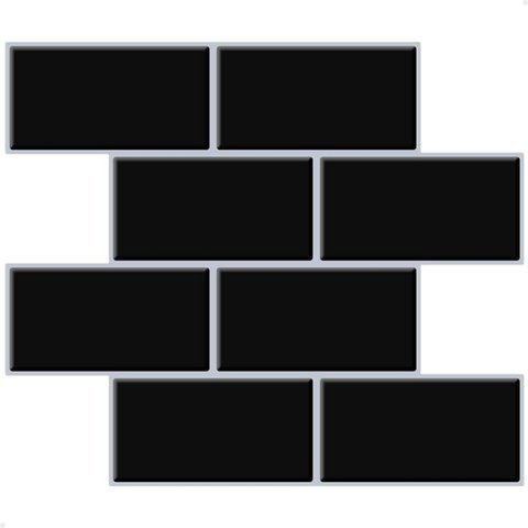 Pastilha Adesiva 3d Alto Relevo Decorativa Lorben Lavável Resinada Preto com Rejunte Branco