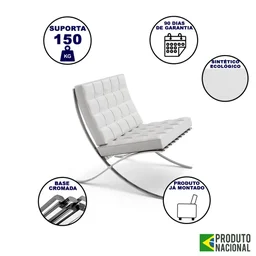 Poltrona Barcelona Cromada Sintético - Branco - 2