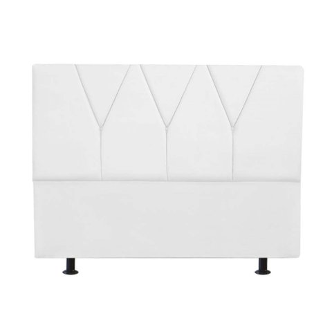 Cabeceira Estofada Solteiro 110CM Jade Courino Branco - D A DECOR D&A Decor