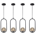 Ver imagem 1 de Kit 4 Pendentes Jabuticaba Luminária Preto Globo Ambar Inl79