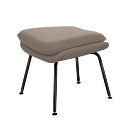Poltrona Womb Chair Com Puff Base Preta Linho Bege - 4