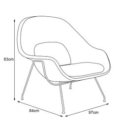 Poltrona Womb Chair Com Puff Base Preta Linho Bege - 5
