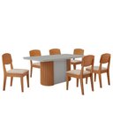 Ver imagem 2 de Mesa de Jantar Aspen 180cm Tampo Mdf Vidro 6 Cadeiras Copper Veludo Creme /nat/off/serig. Off