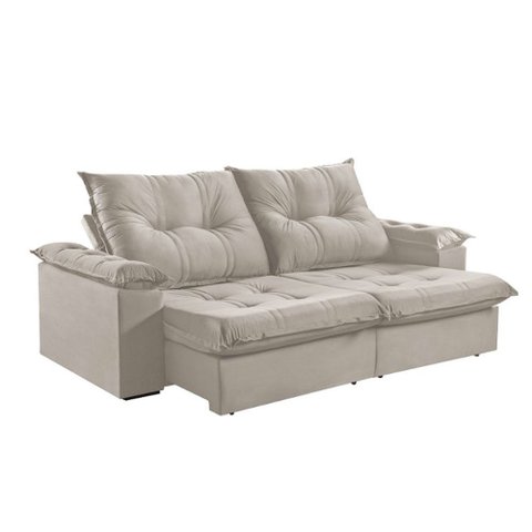 Sofá 4 Lugares Retrátil 250cm Pillow Top Reclinável Molas Ensacadas m-191