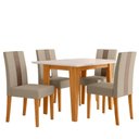 Ver imagem 1 de Mesa de Jantar Kate com 4 Cadeiras Estofadas Linea Suede Freijo Off White Poliman