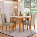 Ver imagem 2 de Mesa de Jantar Kate com 4 Cadeiras Estofadas Linea Suede Freijo Off White Poliman