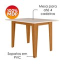 Ver imagem 5 de Mesa de Jantar Kate com 4 Cadeiras Estofadas Linea Suede Freijo Off White Poliman