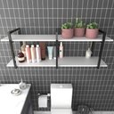 Ver imagem 2 de Prateleira Banheiro Organizador Nicho Mdf Ferro Estante Branca Branco Off White Madeira