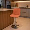 Ver imagem 5 de Banqueta Alta Giratória Bar Cozinha Base Regulável Marrom Base Cromada