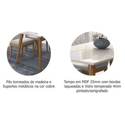Conjunto Sala de Jantar Mesa Adele 130x80 cm e 4 Cadeiras Fernanda Cimol Madeira/Off White/Joli - 4