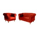 Ver imagem 1 de Conjunto Sofá Namoradeira Chesterfield Capitone Suede Vermelho Decorativa / Sala, Tv, Estar, Recepçã