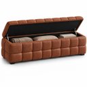 Ver imagem 4 de Recamier Baú Cama Casal 138cm Banco Puf Estofado Bouclé Boss:Marrom/Veludo