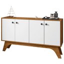 Ver imagem 1 de Balcão Aparador Buffet 4 Portas 100% MDF Liv N02 Ypê/Off White - Mpozenato