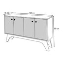 Ver imagem 4 de Balcão Aparador Buffet 4 Portas 100% MDF Liv N02 Ypê/Off White - Mpozenato
