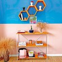 Ver imagem 1 de Aparador de Ferro Industrial Carvalho e Branco